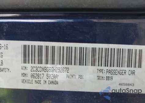 2016 Dodge Charger Se from USA, damaged, VIN 2C3CDXBG6GH292672